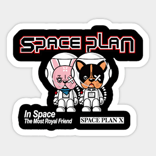 dog and rabbit in space Sticker